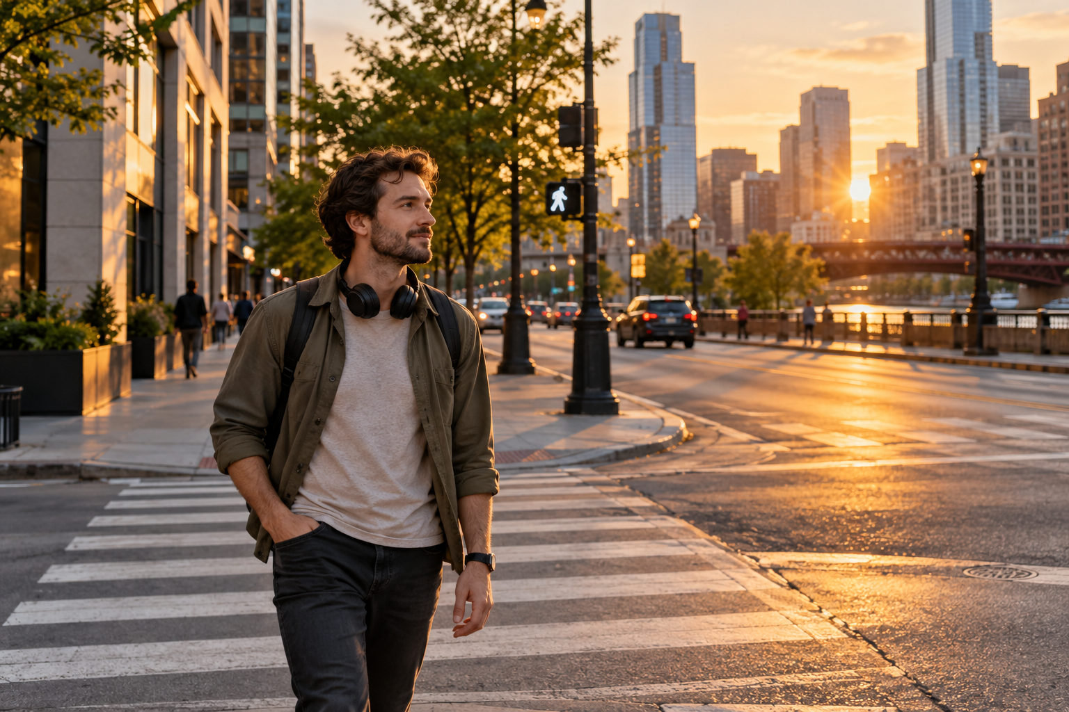 A person taking a quiet city walk while reflecting on their own direction
